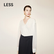 LESSV領(lǐng)雙層套頭落肩寬松薄款針織衫女2N3314000 100/本白 XS