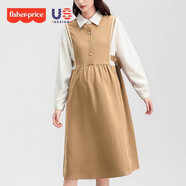 費雪（Fisher-Price）美國費雪孕婦裝2025新款顯瘦長裙秋冬款上衣孕婦連衣裙子套裝秋裝 卡其色連衣裙 L