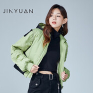 金苑（JINYUAN）短款外套女冬季新款撞色設計感保暖上衣D225108 草綠 M