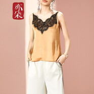 亦朵夏蕾絲鏤空無袖吊帶背心女士內(nèi)搭寬松舒適打底衫 淺緋色 L