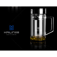 凱霖（KAILIN）凱霖雙層玻璃杯凱霖游龍高硼硅玻璃水晶泡茶杯辦公車(chē)載輕奢簡(jiǎn)約防 0633-手柄款(收藏送杯刷) 350ml