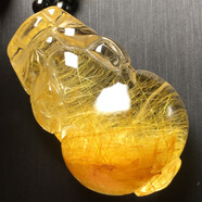 金發(fā)晶綠幽靈鈦晶貔貅吊墜 水晶飾品 男女款 一圖一物 熒光黃