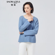 雪蓮秋冬新款山羊絨圓領(lǐng)抽條女套頭羊絨衫女 U301 M(100)