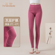 三針內(nèi)衣秋褲女舒絨純棉條紋加厚保暖褲中老年護(hù)膝線褲內(nèi)穿棉褲單褲 麻紅【320g女護(hù)膝純棉加厚】 3XL