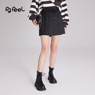 普普風(fēng)2024年秋季新品女裝輕垂靈動(dòng)利落通勤休閑迷你百褶半裙OD3Q20336S 黑色 M