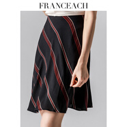 法涵意弛2025夏季新款斜紋印花半身裙年輕款時(shí)尚高腰修身顯瘦a字裙短裙 咖啡彩虹 M
