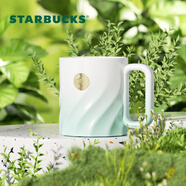 星巴克（Starbucks）清透薄荷綠款徽章馬克杯390ml桌面杯陶瓷水杯子生日禮物