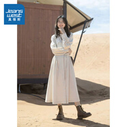 真維斯（Jeanswest）女裝秋季新款 女士時尚休閑氣質(zhì)長袖長款連衣裙LE 杏色8170 (不含腰帶） S 155/80A