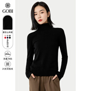 GOBI戈壁高領(lǐng)雙翻領(lǐng)短款寬松毛衣長(zhǎng)袖羊絨衫女士打底山羊絨針織衫 黑色 M