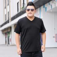 畢蒙2019夏季新品短袖t恤特大號男裝胖人純色打底衫胖子透氣簡(jiǎn)約上衣 黑色 2XL
