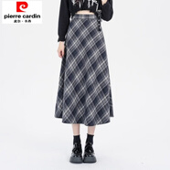 初徑美拉德穿搭毛呢格紋半身裙2025秋冬季新款高腰顯瘦a字中長(cháng)裙傘裙 藍色格子裙-毛呢面料 S