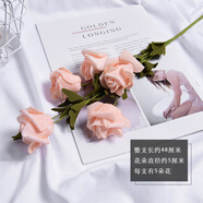 曜灃 ins北歐仿真玫瑰花拍照道具網(wǎng)紅復(fù)古美食美甲攝影拍攝背景擺件飾品假花朵裝飾擺拍 肉粉5頭玫瑰(光線照射方式拍照更美) 拍攝道具