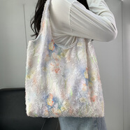 QUEEN TRIP超美刺繡蝴蝶蕾絲仙女袋休閑出行女包帆布包文藝大容量百搭單肩包 郁金香印刷背心