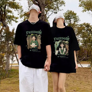 MDlila520情侶衣服情侶裝夏季小眾2025年新款情人節短袖t恤團體班服定制 (卡通頭像)黑色單件 現貨 2XL 男（建議160-180斤）