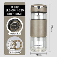 新家園新家園單層玻璃杯男士商務(wù)辦公皮紋隔熱防燙帶濾網(wǎng)大容量泡茶杯子 摩卡棕520毫升+杯套杯刷