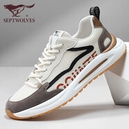 七匹狼鞋子男鞋秋季款男士休閑鞋網(wǎng)面透氣運動(dòng)皮鞋跑步鞋耐磨小白鞋男 白棕 網(wǎng)面款 40 皮鞋碼