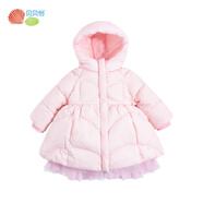 貝貝怡兒童羽絨服連帽外套女童冬裝2022新品保暖防風(fēng)寶寶衣服 淺粉 4歲/身高110cm