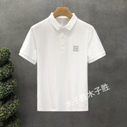 木子勝加肥加大碼胖子休閑翻領(lǐng)保羅衫男短袖T恤潮牌修身男帶領(lǐng)上衣 白色 S適合85-95斤