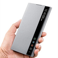 艾米珈 三星note10+手機殼智能休眠翻蓋式保護套全包防摔男款皮套 適用于三星5g版note10+ 三星note10+【灰色】