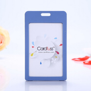 卡富仕（cardfuss） 磨砂翻蓋證件卡套門禁卡套配掛繩廠牌學(xué)生卡交通卡包掛脖胸卡胸牌帶易拉扣吊繩 S5灰藍豎 1個