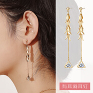 美立方顯臉瘦的耳環(huán)女長(zhǎng)款流蘇無耳洞耳夾氣質(zhì)韓國(guó)簡(jiǎn)約百搭新款潮耳飾 麥穗-有耳洞耳環(huán)