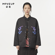 幻走（MOVEUP）2024秋季新款.FUN系列V領(lǐng)趣味繡花兩面穿短款棉外套 夜黑 L
