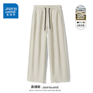 真維斯（Jeanswest）休閑長褲男2024春秋季新款寬松直筒褲青少年日系復古米色長褲男潮 卡其(ZS純色) L