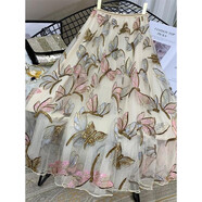 【特價撿漏】高檔輕奢品牌重工亮片網(wǎng)紗刺繡半身裙2022新款網(wǎng)紗裙長裙字裙仙女裙大擺裙 魅力金色85厘米(裙長) S80-95斤