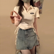 芭雅蓮夏季牛仔短裙女裝套裝新款2025年韓版顯瘦小個子連衣裙子夏天學(xué)生 上+短裙 L