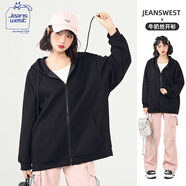 JEANSWEST CLUB真維斯輕薄外套女開衫衛(wèi)衣春季新款連帽牛奶絲拉鏈運動風長袖上衣