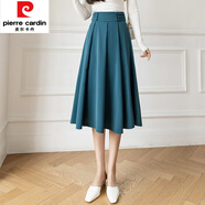 皮爾卡丹（pierre cardin）a字半身裙女春秋韓版OL職業(yè)收腰過膝中長裙寬松顯瘦遮跨大擺裙子 孔雀藍 S