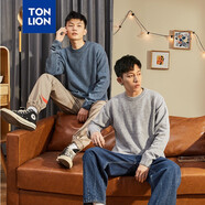 唐獅秋冬新款衣多穿毛衣男凈色基礎打底圓領(lǐng)針織衫男 淺麻灰 L