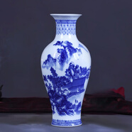 loyo景德鎮(zhèn)青花瓷花瓶陶瓷擺件插花瓶客廳復(fù)古瓷器中式家居裝飾工藝品 大號-花鳥-魚尾（單個價）