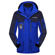 構型（GOSTYLISH）沖鋒衣男潮牌三合一可拆卸兩件套戶(hù)外登山服女冬季工裝服加絨加厚 98款海軍藍 棉內膽 M 男女通碼，推薦110-130斤