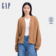 Gap女裝純羊毛V領(lǐng)針織衫經(jīng)典簡(jiǎn)約氣質(zhì)百搭開衫638266 卡其色 S (160/80A) 亞洲尺碼