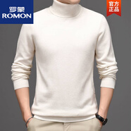 羅蒙（ROMON）男高領(lǐng)加厚款毛衣鄂爾市冬季純色高翻領(lǐng)針織衫 高 領(lǐng)/白色 XL 175