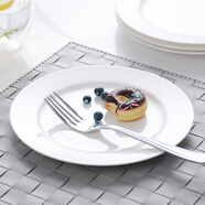 紅牡丹 白色骨瓷盤(pán)子套裝家用西餐盤(pán)釉下彩菜盤(pán)純白碟子陶瓷牛排盤(pán)沙拉 純白8英寸平盤(pán)4個(gè) 8英寸