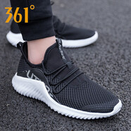 361°男鞋運動(dòng)鞋男2025年冬季361度網(wǎng)面透氣青少年男士休閑跑步鞋子男 烏黑色/太空灰 40