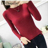 拉夏貝爾（La Chapelle）【】2024秋冬季修身打底針織衫低領(lǐng)毛衣女長袖百搭緊身上衣 純100自動發(fā)熱酒紅色 純100自動發(fā)熱S【建議85-95斤】