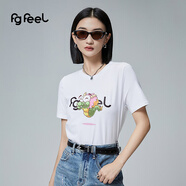 普普風(fēng)2024年夏季女裝新品短袖T時(shí)髦百搭通勤趣味豆豆龍T恤PA3T21149B 白色 S