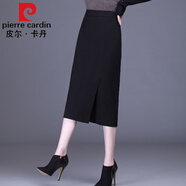 皮爾卡丹高檔品牌女裝半身裙2022秋冬季新款顯瘦直筒裙包臀裙毛呢中長(cháng)款一步裙女顯瘦 秋冬毛呢黑色 31/3XL