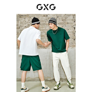 GXG男裝 夏季新款重磅系列精致小字母繡花圓領(lǐng)短袖T恤 白色 L