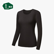 松山棉店商場(chǎng)同款【輕薄養(yǎng)膚衣】保暖秋衣秋褲男打底女打底衫冬 女士-黑色-上衣 M （女士160，男士170）