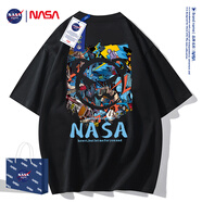 NASA GISS短袖t恤男純棉夏季潮流男裝圓領(lǐng)半袖男女學(xué)生情侶上衣寬松體恤衫 NS8099黑色 L 建議135-155斤