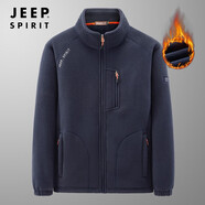 JEEP SPIRIT加絨外套男士冬季時(shí)尚百搭寬松大碼羊羔毛加絨加厚保暖外套抓絨衣 深藍DXC2799A XL