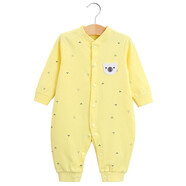 班得（BONGDR）嬰兒連體衣春夏長袖嬰兒衣服嬰兒內(nèi)衣純棉新生兒衣服寶寶哈衣爬服 黃色小熊閉哈 59cm 適合0-3月/6-10斤
