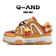 奇安達【李權哲同款】情侶面包鞋女鞋新款厚底板鞋男女同款原創(chuàng  )鞋子男女 漢堡橙/薯條黃 42