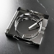 Crytaljulia 水晶煙灰缸 時(shí)尚創(chuàng  )意個(gè)性禮品 實(shí)用 大號精品歐式 煙灰缸 定制 直方黑金 20cm大號（客廳辦公室推薦）