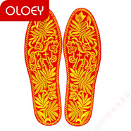OLOEY棉繡花鞋墊純手工制作新款加厚防臭十字繡成品男女本命年吸汗透 十二生肖馬紅 35碼