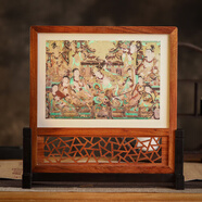 敦煌研究院 經(jīng)典壁畫(huà)紫光檀插屏擺件 博物館文創(chuàng  )古典優(yōu)雅精致實(shí)木復古擺件 敦煌木制插屏擺件_反彈琵琶